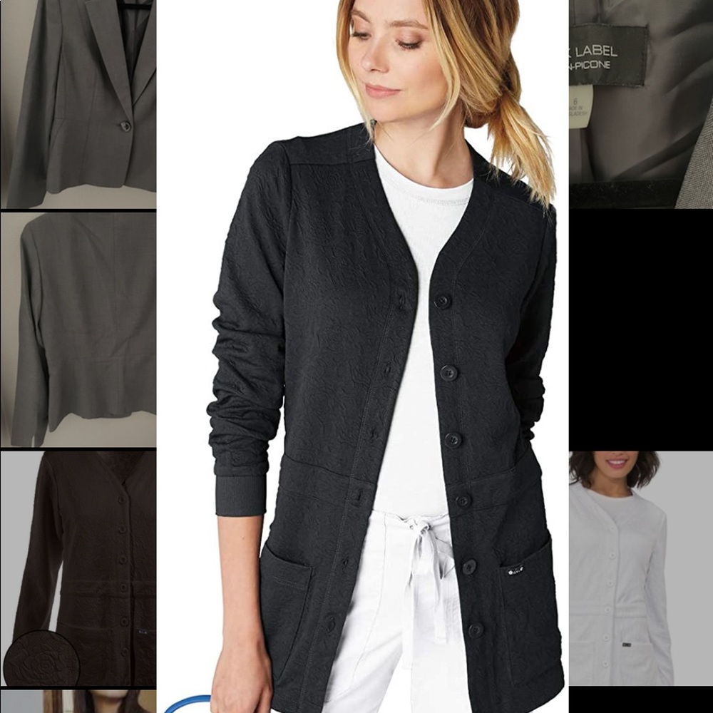 XS Black Koi Claire Cardigan Scrub Jacket